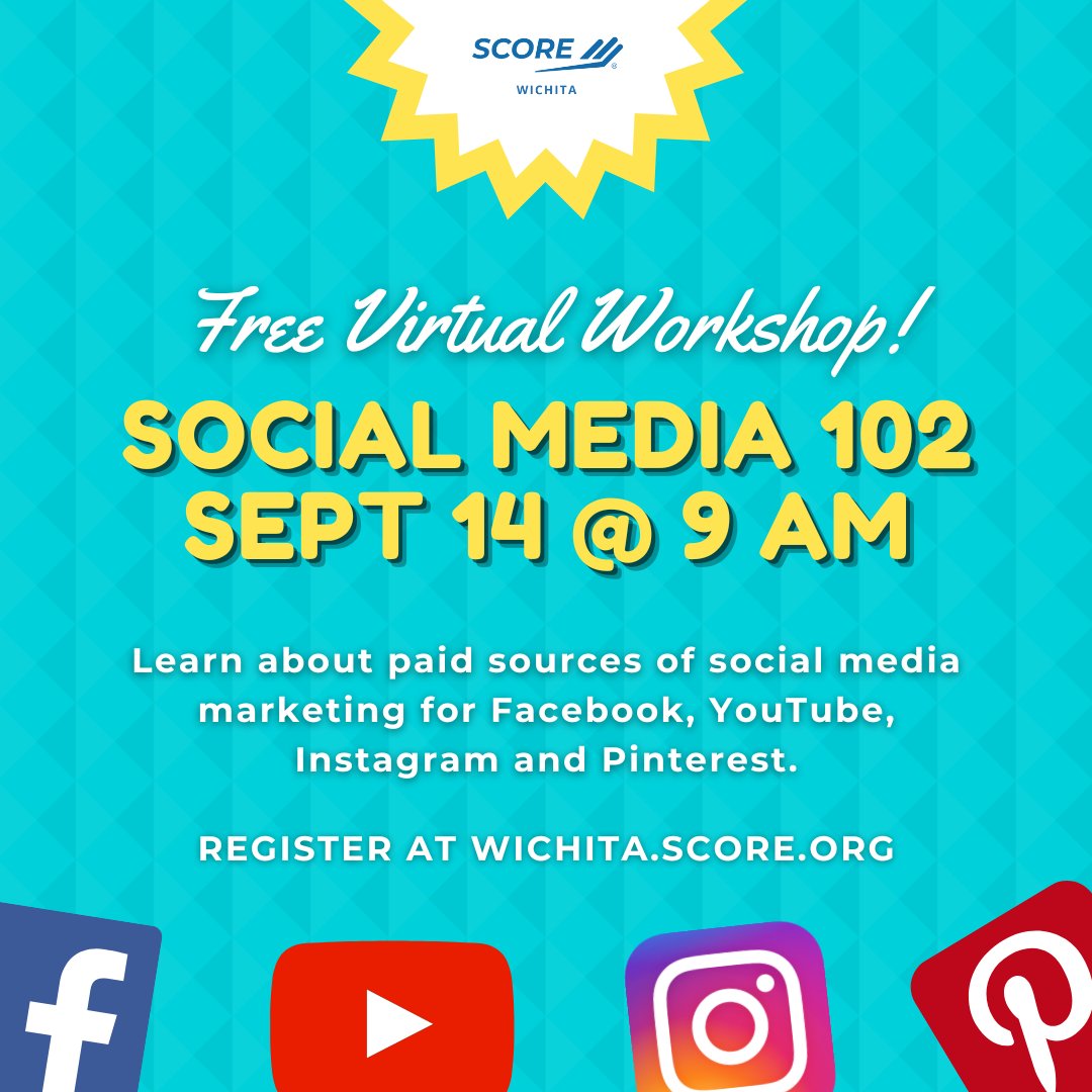Can potential customers see your business on social media? For an effective social media marketing strategy, paid ads are a must! Join SCORE for a FREE Social Media 102 webinar on Sept 14 at 9 AM. Register at bit.ly/3DiQIcB to learn about paid social media marketing w/