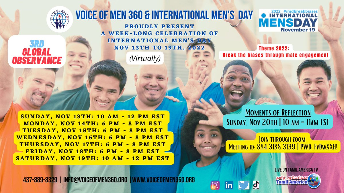 VoiceofMen360's tweet photo. 3rd Global Observance!
#voiceofmen360 #VoM360 #IMD #IMD2022 #imdtheme2022 #imdbreakbiases #internationalmensday #internationalmensday2022 #men #MensDay2022 #menshealth #menswellbeing #mensmentalhealth #menswellbeing #mensmatter #supportingmen #helpingmen #empoweringmen https://t.co/JH1QisYLV2
