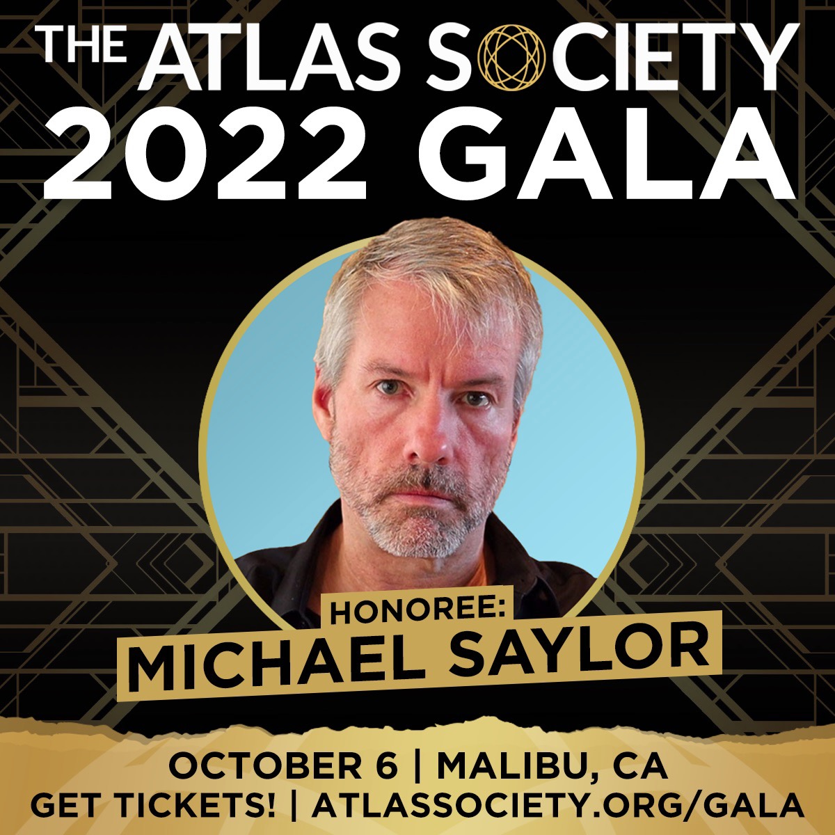 saylor's tweet photo. I am honored to be invited to speak about Money, Objectivism, &amp; #Bitcoin by the @TheAtlasSociety on October 6 in Malibu, CA.

Join us: https://t.co/Zy21ucZFqF https://t.co/cCTsYApBQE