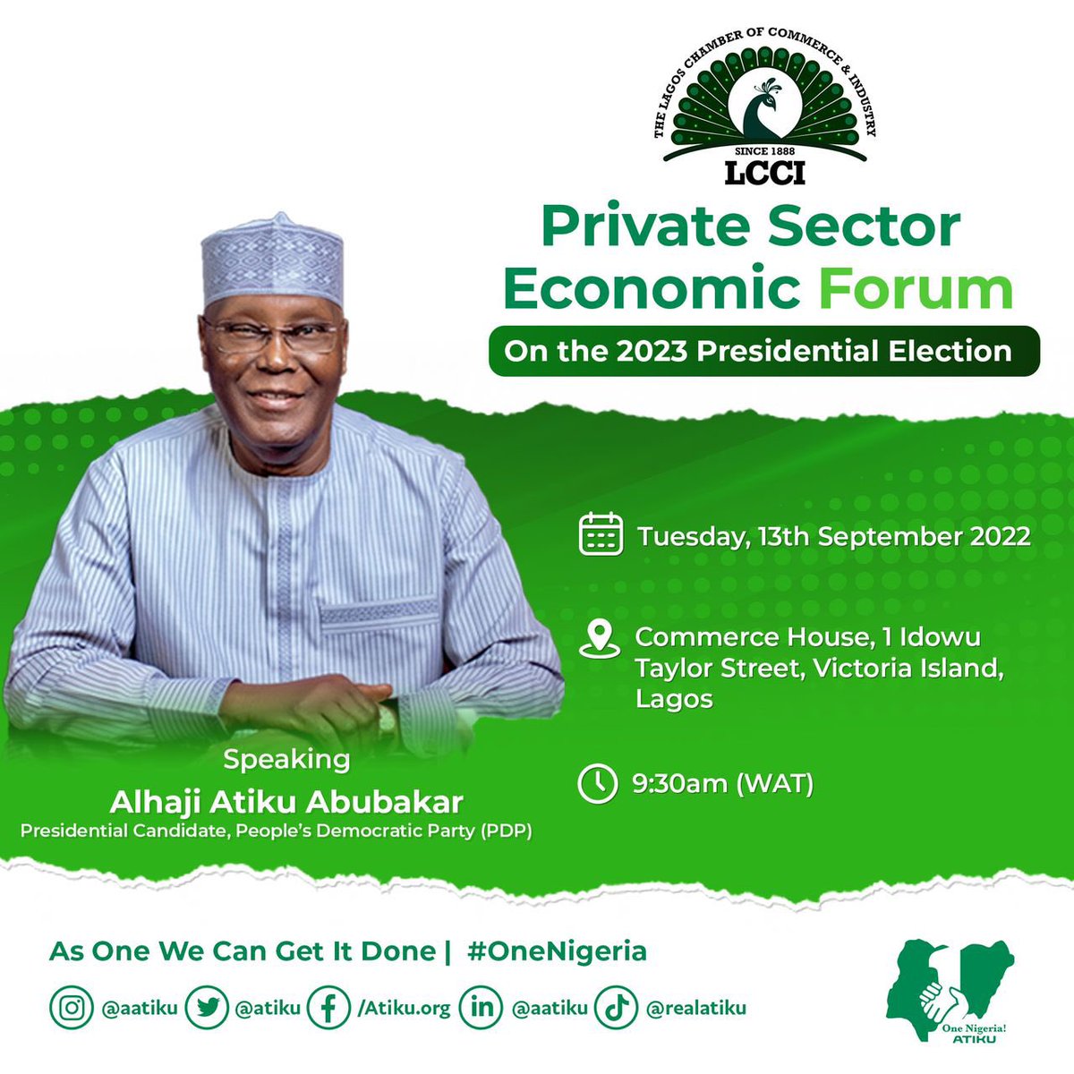 AtikuYouthWing's tweet photo. As The Wings Of The Unifier, His Excellency, @atiku Abubakar Will Be Live In Lagos Tomorrow At The Commerce House, Victoria Island Lagos To Dissect His #PolicyDocument To Nigerians And Analyze His Plans To #RescueNigeria
To Follow Live, Stay With This Hashtag #️⃣ #AtikuAtLCCI https://t.co/lhtCsnIH9O