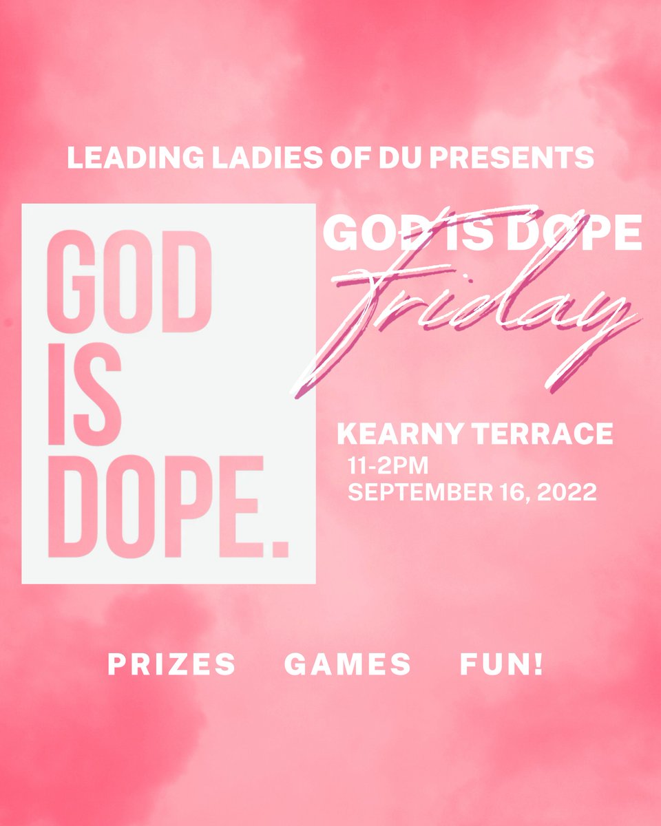 LLofDU's tweet image. Hey! We’re bringing back one of LLDU’s FAVES!! 💕 

Join us for God is Dope Friday‼️ A day to sport your favorite @godisdope attire or Christian branded apparel😆 

You don’t wanna miss out on PRIZES, GAMES, AND FUN!! See y’all there🤪