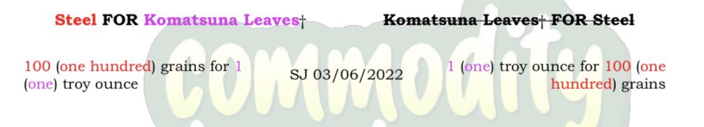 CDCollectives's tweet photo. Market update: CG takes SJ’s Komatsuna leaves for Steel. #Billsofexchange will next be sent to each party, which can be used to back new bills drawn on future interactions if desired.
E.g. CG 👉 SJ’s ‘🌱 for 🪙’
➕
SJ 👉 X’s ‘🍊 for 🪙’
⤵️
CG 🪙➡️ X
X🍊➡️ SJ
SJ 🌱➡️ CG https://t.co/tddm7dAMcj