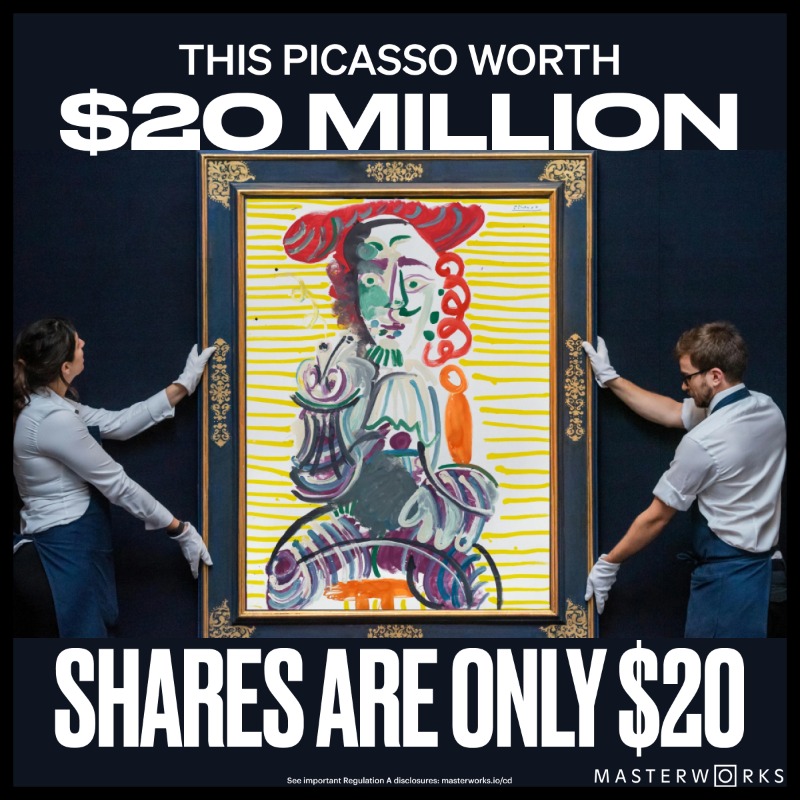 scottlynn's tweet photo. I founded Masterworks to make it possible for anyone to invest in blue-chip art, with works by artists like Picasso.
