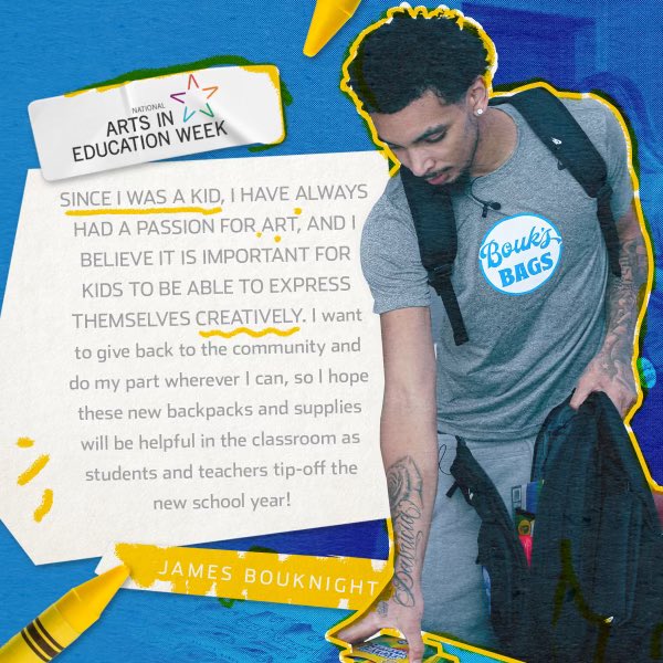 In celebration of National Arts in Education Week, I’m excited to announce the launch of my new initiative, Bouk’s Bags. We will provide over 100 “Bouk Bags” filled with art supplies to distribute to elementary school students at First Ward Creative Arts Academy