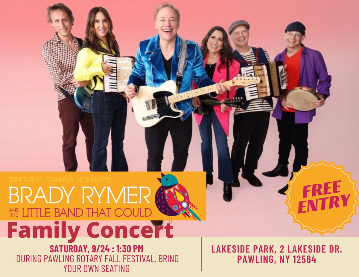 PawlingLibrary's tweet image. BIG NEWS! We're so excited to host @BradyRymer at Pawling Rotary Fall Festival this year! Join us for free at this concert, fun for the whole family. Saturday 9/24, 1:30 -2:15 PM. Partially sponsored by  @DutchessCoGov as part of our Literacy Heroes series.