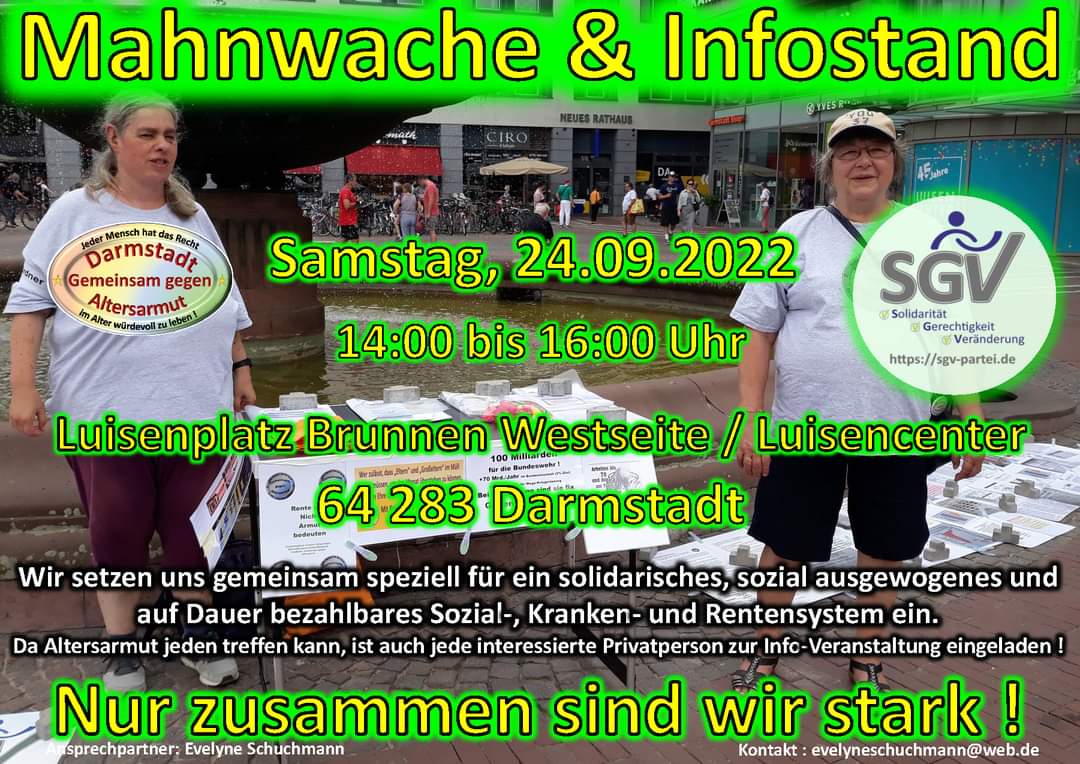 #Mahnwache in #Darmstadt! #Altersarmut kann jeden treffen!