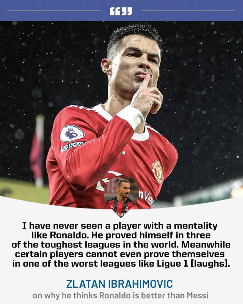 Madeira7i's tweet photo. Zlatan ibrahimovic on Cristiano Ronaldo.🐐 https://t.co/wVUiFIOZYj