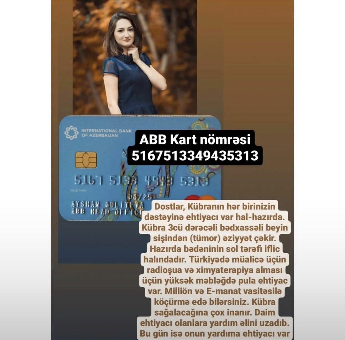 GnelM5's tweet photo. Bu gözəl qız işyoldaşımdır,köməyimizə ehtiyyacı var.Hərkəsdən bu məlumatı içtimailəşdirməyə dəstək gözləyirəm.Xahiş edirəm köməyinizi əsirgəməyin🙏🏻repost edin🙏🏻
#kübrayadəstək https://t.co/kmnBDglpiz