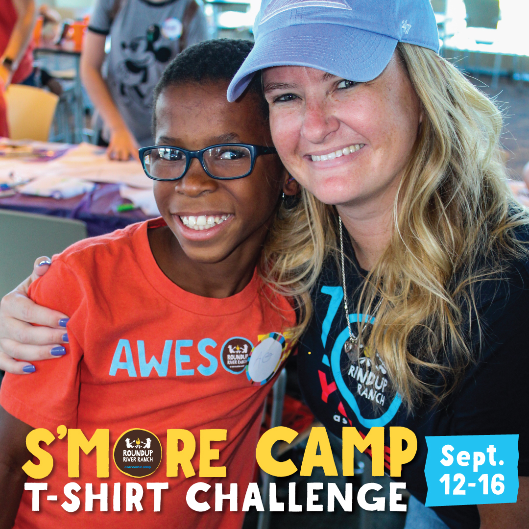 RRRCamp's tweet photo. Join our Sβmore Camp T-Shirt Challenge on social media! This is an easy way to help fund life-changing experiences for children with serious illnesses and their families by simply posting a picture in your favorite camp t-shirt! #roundupriverranch, #supportcamp and #AnFChallenge https://t.co/p6AI8vxfXc