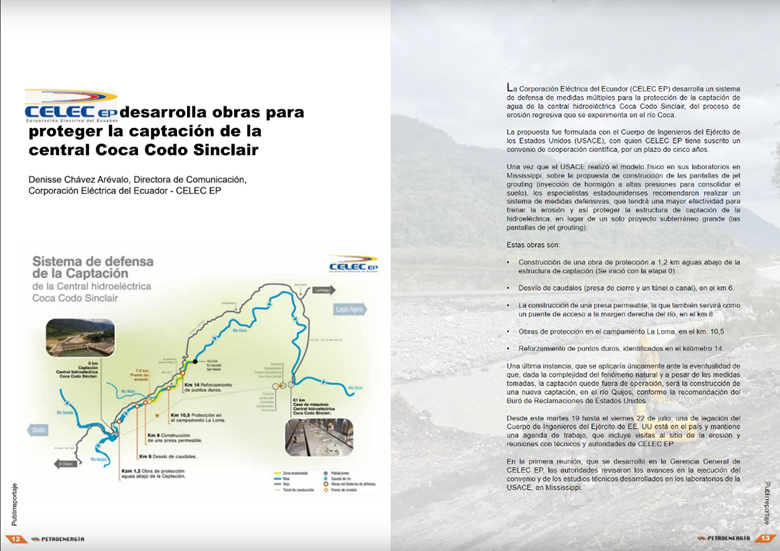 Petroenerga1's tweet photo. @CELECEPOficial desarrolla obras para proteger la captación de la central Coca Codo Sinclair.

😉Lee el artículo completo en la revista Petroenergía edición agosto 2022 ➡️https://t.co/UZoSjaOaQA

#Ecuador #Energia #electricidad #business #BreakingNews #CocaCodoSinclair https://t.co/GpPteA272P