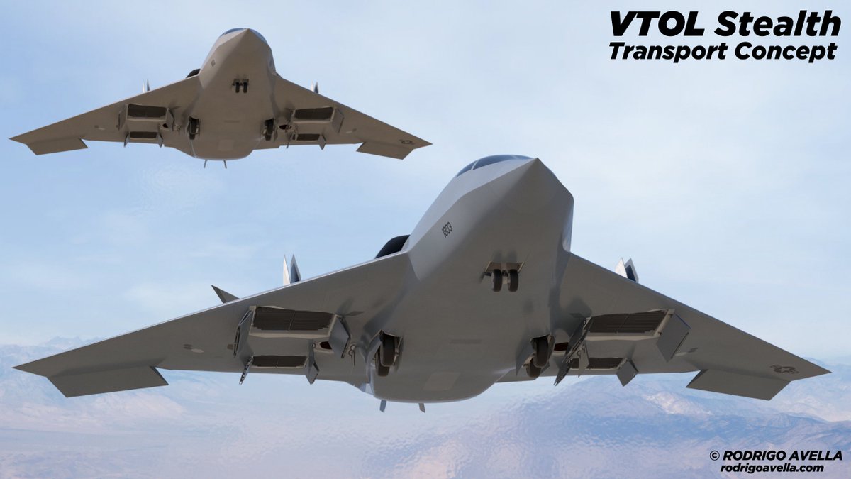 rodrigoavella's tweet photo. VTOL Stealth Transport
Stealth high-speed vertical take-off and landing aircraft concept, for special operations transport.
https://t.co/wVwLpBMhZ4
#specialforces #vtol #vtolaircraft #stealth #concept #conceptaircraft #military #usa #airforce #usaf #navy #fighter #fighterjet #jet https://t.co/WimkrEORcq