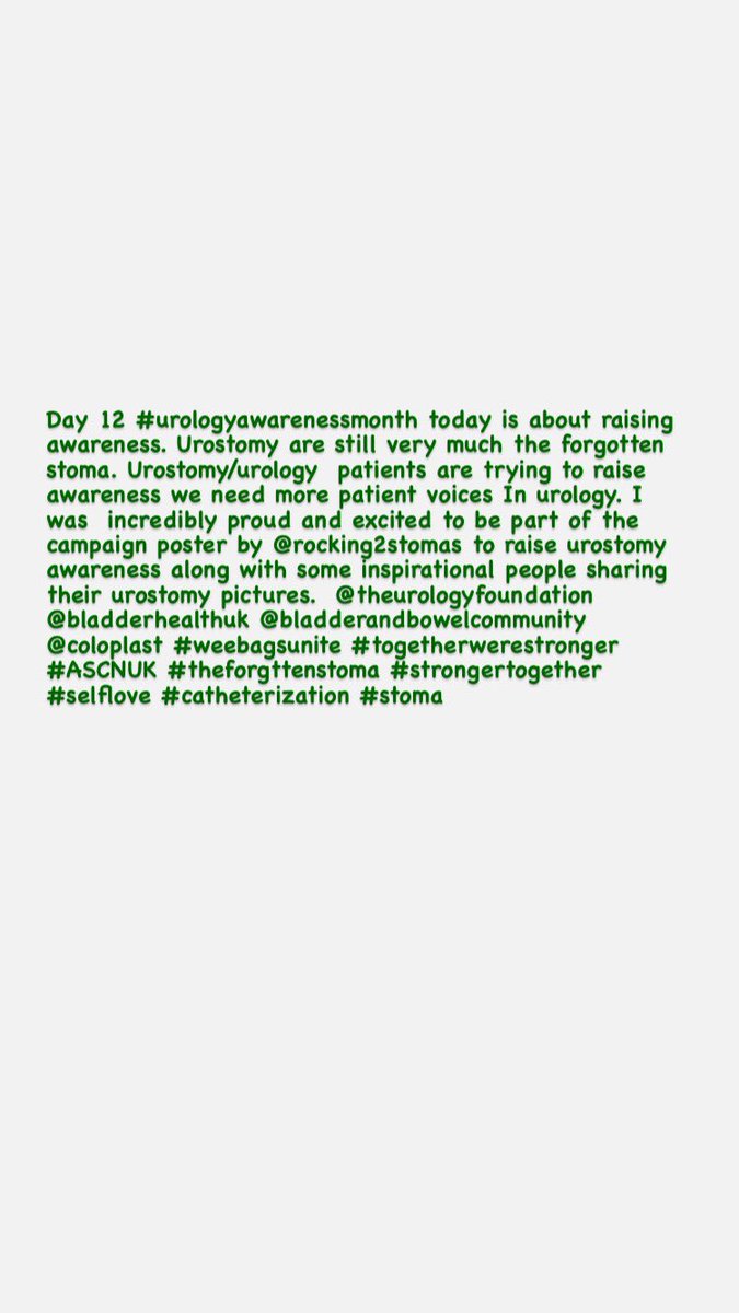 vikkipalmer68's tweet photo. Day12 #urologyawarenessmonth The Urostomy is still very much the forgotten stoma. We trying to raise awareness we need more patient advocate In urology and in the stoma community with urostomys I was  incredibly proud and excited to be part of the campaign. By @rocking2stomas https://t.co/4BXkPQbd0f
