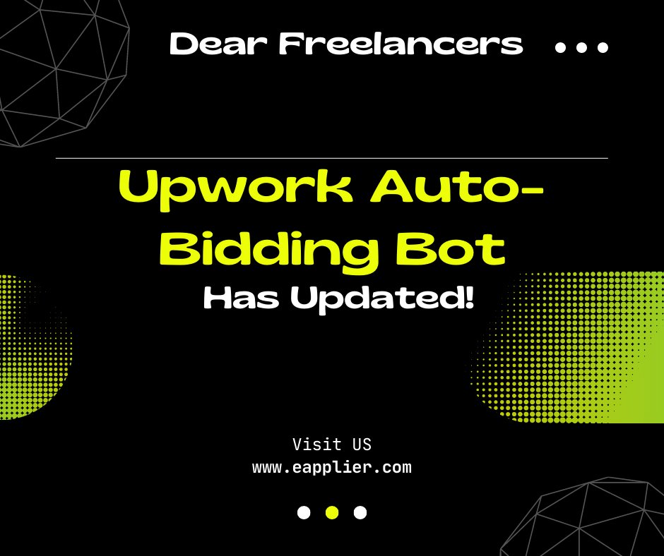 E_Applier's tweet photo. Dear #Upwork #Freelancers We have just caught and fixed a bug in our trendy product "Upwork Auto-Bidding Bot", Get it the latest one from the chrome store: https://t.co/UKWnGaCjmG
Contact Us: support@eapplier.com
#upworkclient #upworktips #Fiverr #freelancers #freelancer #upwork https://t.co/2uMBGAhm7s
