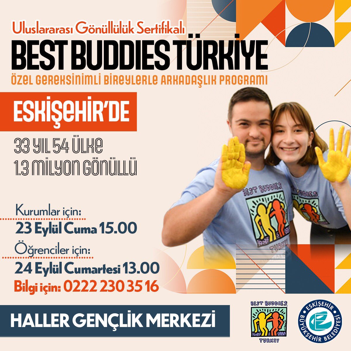 Özel gereksinimli bireylerle birebir arkadaşlıklar kuran, gönüllülük hareketi Best Buddies Türkiye Eskişehir'de! 🧡

23-24 Eylül tarihlerinde Haller Gençlik Merkezi'nde tanıtım toplantısı için buluşalım.

linktr.ee/bestbuddiestr