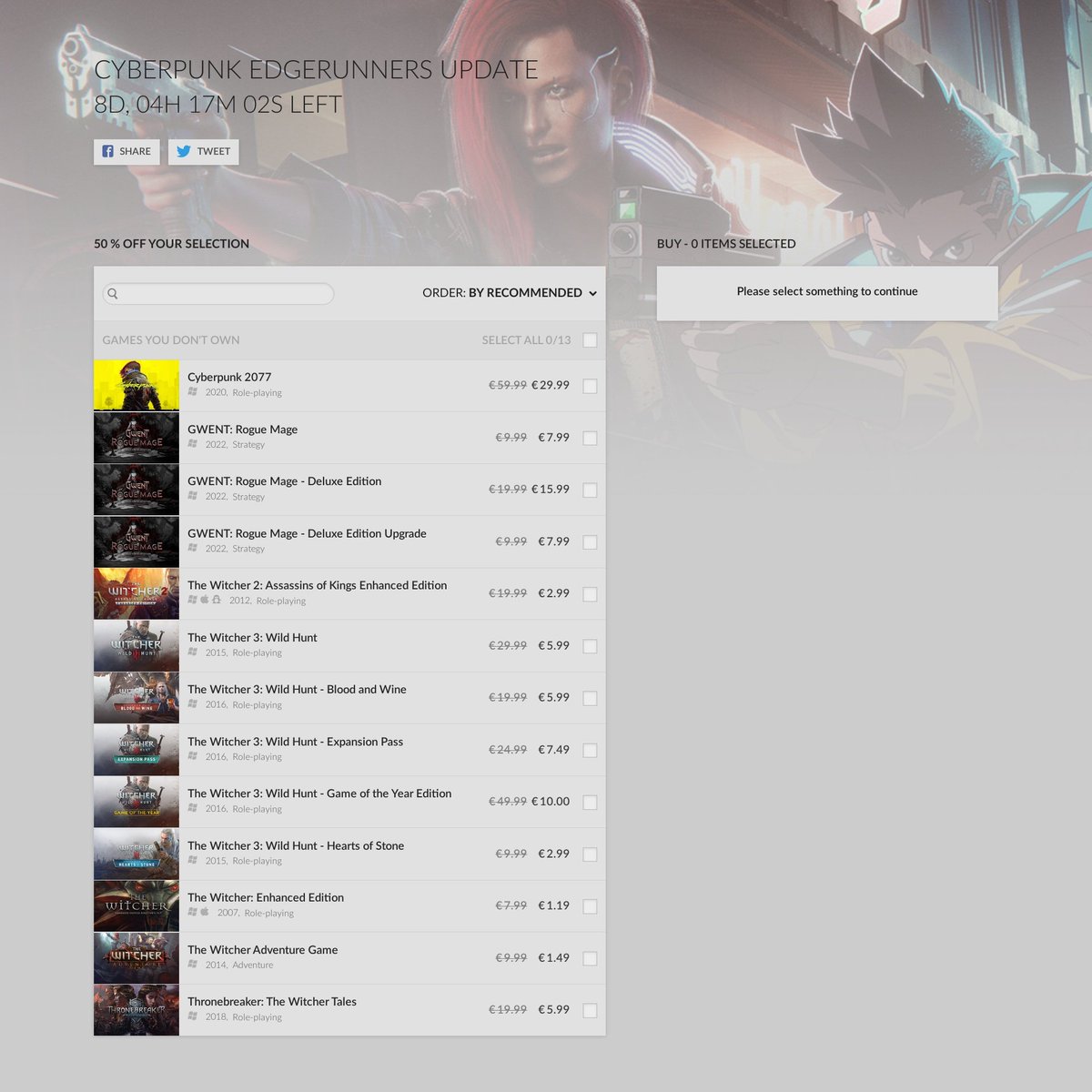 heavypercent's tweet photo. Cyberpunk #Edgerunners Sale on GOG til Sep 20, 2022 🔥 CD PROJEKT RED titles up to 85% off: https://t.co/cqC4JXSveo https://t.co/hHiMH6SgcF