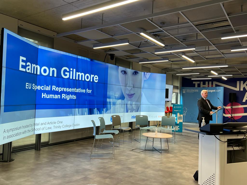 📸 <a href="/EamonGilmore/">Eamon Gilmore</a> kicks off our responsible business conduct, innovation &amp; #AI symposium.

Thanks to those who came along to @TCDTangent to explore topics like responsible development of AI and Human Rights Risks in Extended Reality.

Great to work with Article One &amp; <a href="/TCDLawSchool/">TCD Law School</a>