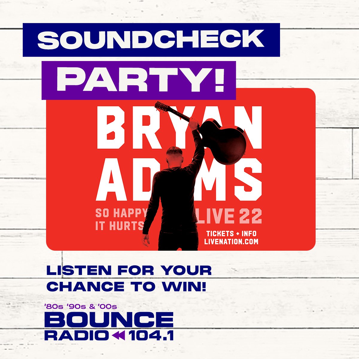 BounceRadio1041's tweet photo. Listen to Wix &amp; Meg at weekday mornings at 7:40 for a chance to win access to the exclusive Bryan Adams Soundcheck Party, tickets to the show, and $500 spending money! 

https://t.co/sqAWsFxIRo https://t.co/jbn77f0luj