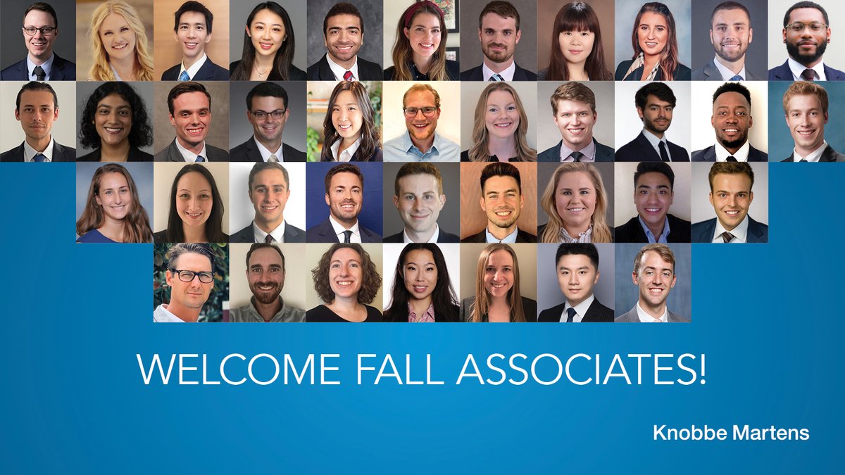 KnobbeMartens's tweet photo. We're pleased to welcome 38 fall associates to our 2022 class, who join the firm across all of our offices along the West and East coasts. This year’s class holds degrees in engineering, computer science, chemistry, materials science and physics.
#KnobbeMartens #FallAssociates https://t.co/e2cCoy30VH