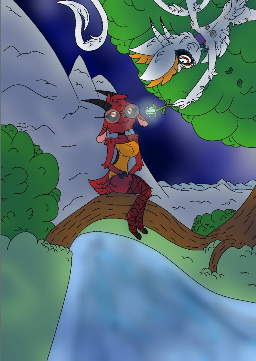 NightmarishFox's tweet photo. Finally!! Here it is, and here's a new character of mine. hope you enjoy! =}
#cute #art #characters #demonFox #demongoat https://t.co/7inAsyVCLm