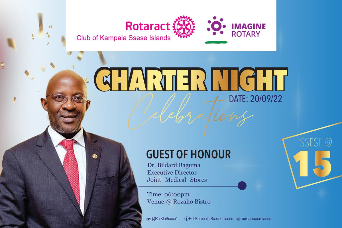 BrynOdoki's tweet photo. @ Ssese we are busy these next few weeks 
1st up i will be hosting the REI caravan together with my tuesday presidents  tomorrow
On the 20th of sep do join us for our charter night as we mark 15 years of service
Last but definitely not least, the island is calling 
#Ssese15 https://t.co/aQStgaFyqT