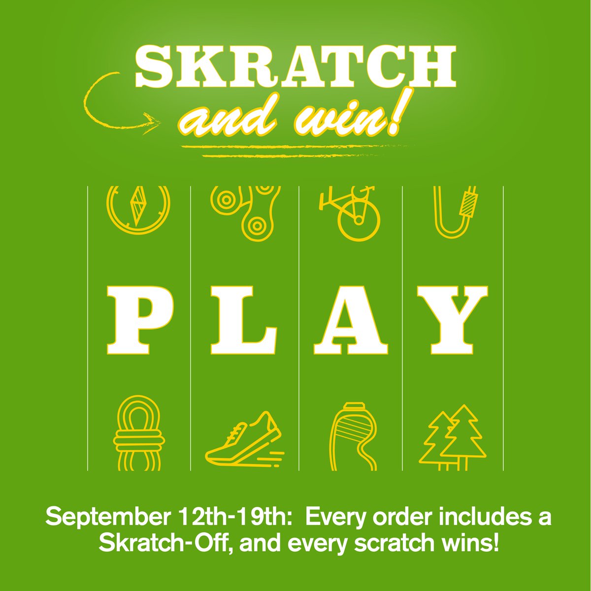 This week (Sept 12-19), we are placing a Skratch-Off ticket in every single order, and EVERY ticket is a winner!
Plus if you activate a Loyalty account all orders from the 12th-14th get double points.
skratchlabs.com/pages/skratch-…