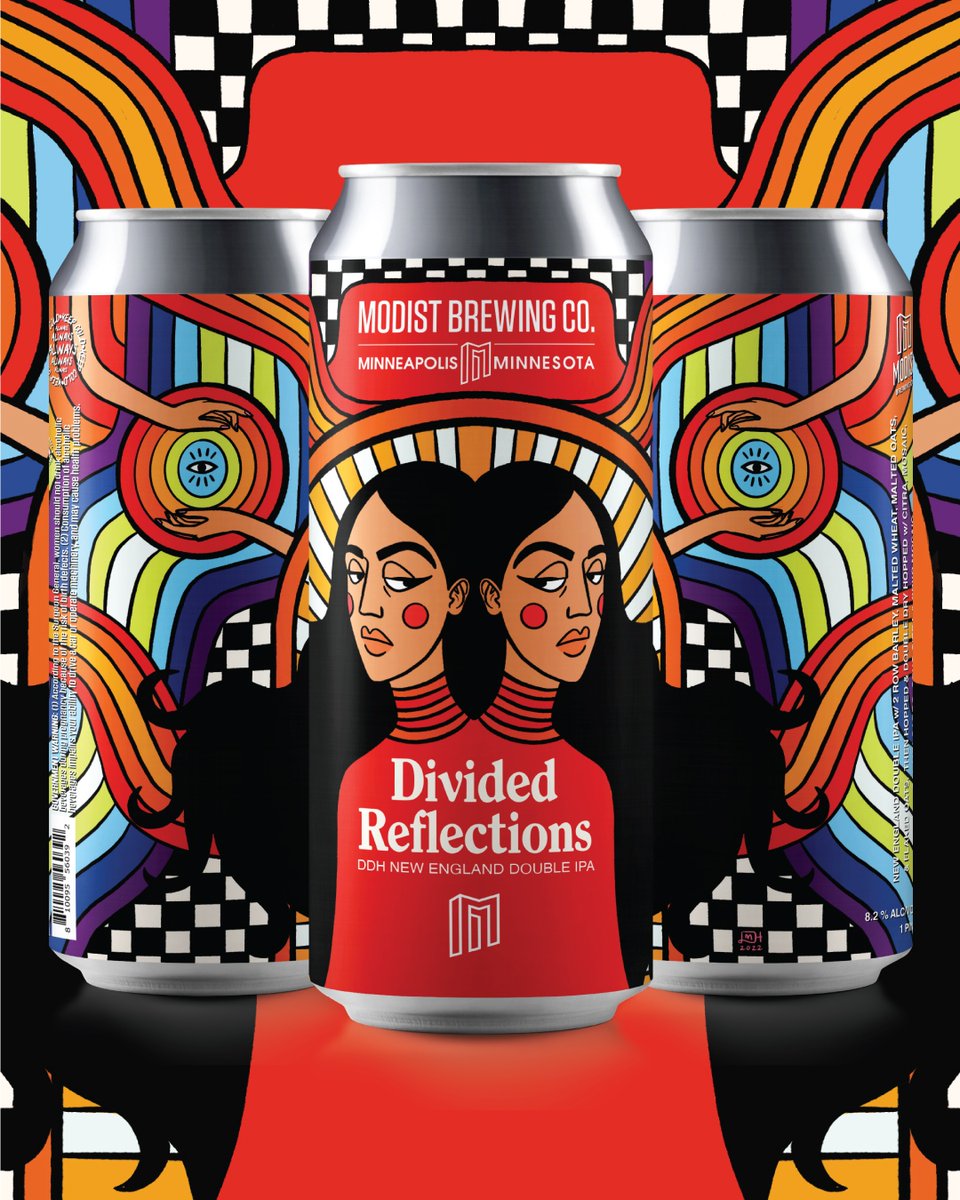 ModistBrewing's tweet photo. You’re not seeing double, there are actually 2 new beers coming this weekend!

【Divided Reflections】- DDH New England Double IPA
Shout out to @LoraHlavsa for the label art!

【Citrus Glow】- Fruited Sour w/ tangerine, pink grapefruit, lemon &amp; lime

https://t.co/UFOoP681KS https://t.co/2NN3pbZu4B
