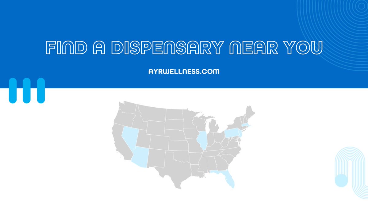 AYRWellness's tweet photo. Ayr Wellness currently operates dispensaries in seven states: Massachusetts, New Jersey, Pennsylvania, Florida, Arizona, Nevada, and Illinois. Find your nearest location here: https://t.co/gk5PMkgof2 #CreateWonder $AYR.A $AYRWF https://t.co/B8jWIuH3HJ