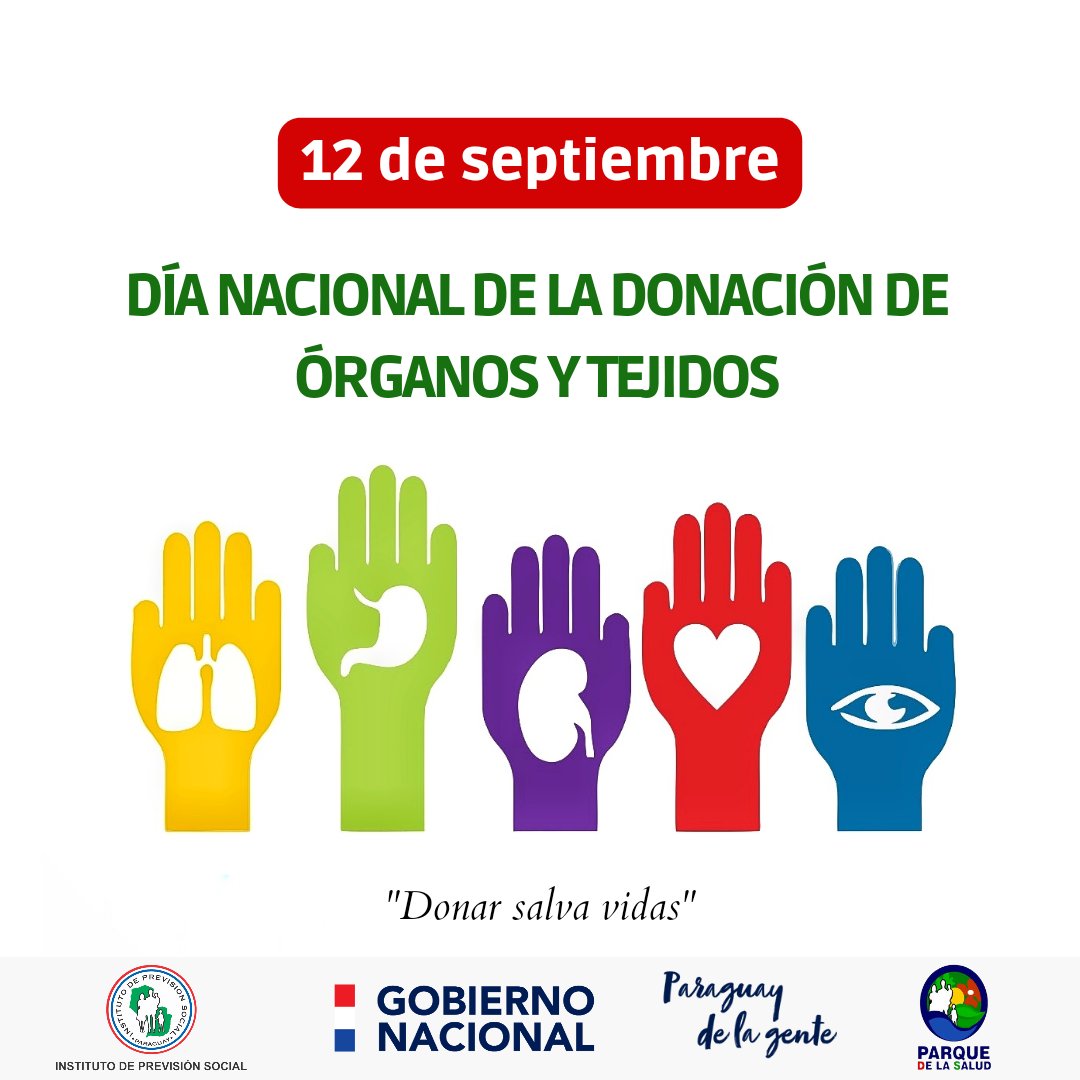 parquesaludpy's tweet photo. 12 de Septiembre | Día Nacional del Donante de Órganos y tejidos 💚

👉🏼En conmemoración al Dr. Marco Aguayo, primer donante de norganos en Paraguay. Fecha para crear conciencia sobre la donación voluntaria que posibilita a muchos pacientes terminales mejorar su calidad de vida. https://t.co/FaiFVuc3U9