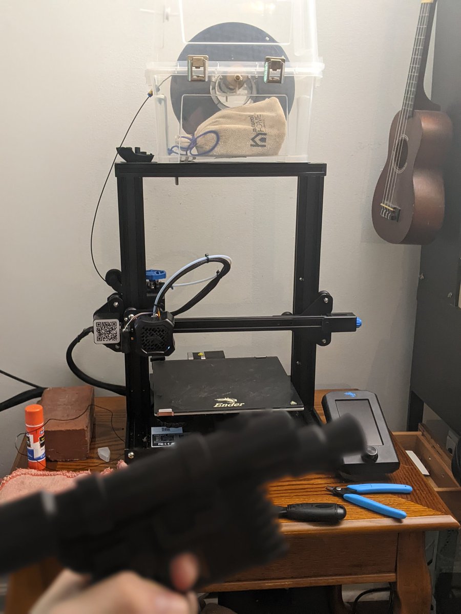 Desiowene's tweet photo. And I shot first!

For legal reasons, this is a nonfunctional replica of the Lego Han Solo Blaster scaled up to fit in a c̶h̶i̶l̶d̶'̶s̶ man's hand, and not a 3D printed firearm.

That would be illegal and immoral, unlike shooting an alien bounty hunter in cold blood https://t.co/nUqON373Q0