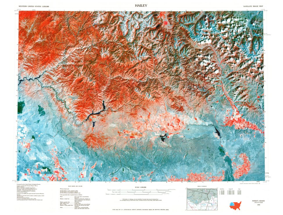 It's #FreeMapMonday! Re-tweet and follow us for a chance to win the Satellite map of Hailey, ID! #USGSStore (U.S. residents only)