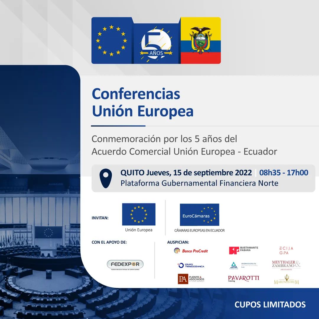 PuenteAsociado's tweet photo. 🟦 AUSPICIANTES! 
#SiempreCerca de nuestros aliados estratégicos @ahkecuador
 #UniónEuropea 🇪🇺 
 #Ecuador🇪🇨
 #EuroCámaras 
 #TratadoComercial
📍 Quito
📅 Jueves, 15 de septiembre de 2022
Registro 👇🏼 https://t.co/3OctXzZrTL
 #PartnerWorldwide #AcuerdosComerciales #Conferencias #UE https://t.co/baiZzT60ZW