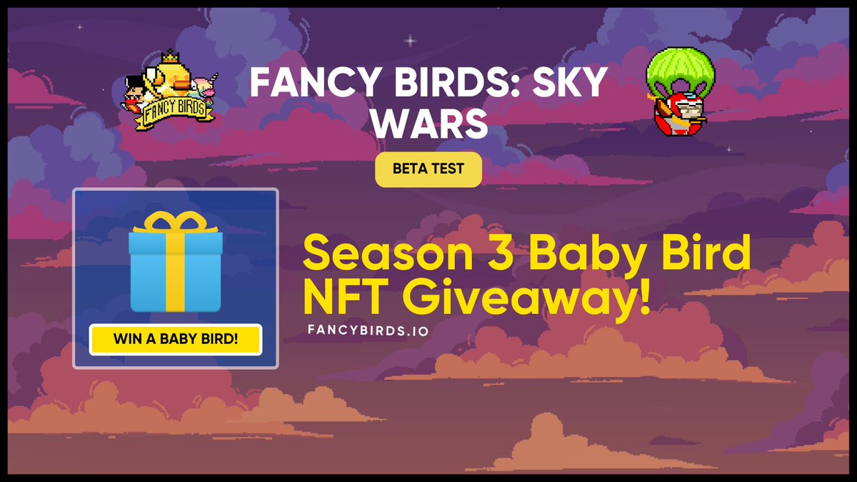 Fancy Birds Official (@fancybirdsio) on Twitter photo 🎁S3 Baby Bird #NFTGiveaways🎁
Fancy Birds: Sky Wars Beta only grants access to S3 Baby Birds!
Want one?
1⃣Follow <a href="/Fancybirdsio/">Fancy Birds Official</a> & @_FancyStudios
2⃣Join our Discord: discord.gg/vJWgvdY2Z3
3⃣ RT+Like & Tag 3 friends
Wanna play now? Grab your S3 BB Bird:
tinyurl.com/2p8s4hs3 🎁S3 Baby Bird #NFTGiveaways🎁
Fancy Birds: Sky Wars Beta only grants access to S3 Baby Birds!
Want one?
1⃣Follow <a href="/Fancybirdsio/">Fancy Birds Official</a> & @_FancyStudios
2⃣Join our Discord: discord.gg/vJWgvdY2Z3
3⃣ RT+Like & Tag 3 friends
Wanna play now? Grab your S3 BB Bird:
tinyurl.com/2p8s4hs3