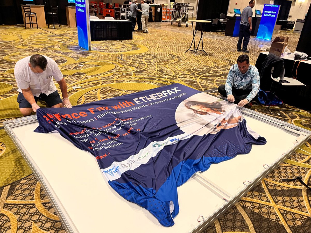 ETHERFAX's tweet photo. We've been hard at work setting up our booth and can't wait to see everyone at #CommunityLIVE tomorrow! If you're attending, be sure to visit us at Booth #32. @Hyland https://t.co/tiXKlY4dj3