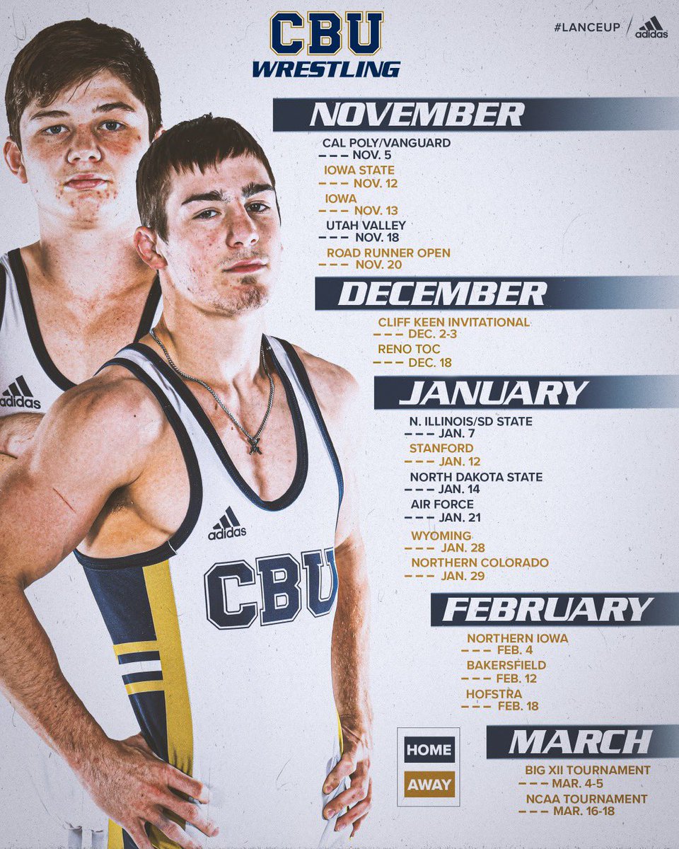 CBUwrestling's tweet photo. First look at our 2022-23 schedule is here 👀 

Can’t wait to get the @Big12Conference era underway 🔥

#LanceUp⚔️ https://t.co/d5Lor7dYko