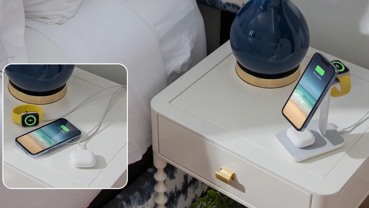twelvesouth's tweet photo. #HiRise3 "...fits nicely on any desk and allows you to reduce the amount of charging cables needed and lets you charge all 3 devices at once..." Thanks @WhatGadgetUK! Save $20 on your wireless charging upgrade today πΈ https://t.co/flHmPow3Gi https://t.co/gRgYG8TbrT
