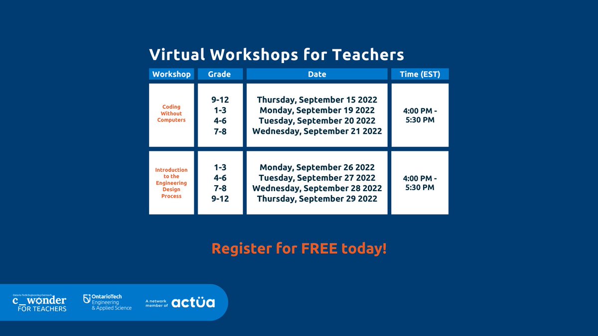 OT_Outreach's tweet photo. Meet Alex, our Engineering Outreach Specialist! He is here to let you know that our #coding and #STEM workshops for grade 1-12 #teachers are now available for registration! 👨‍🏫👩‍🏫

All of this month's workshops will be running #virtually. 🖥️

Register today: https://t.co/oNRtWqiRbi https://t.co/bNySyFtXpm