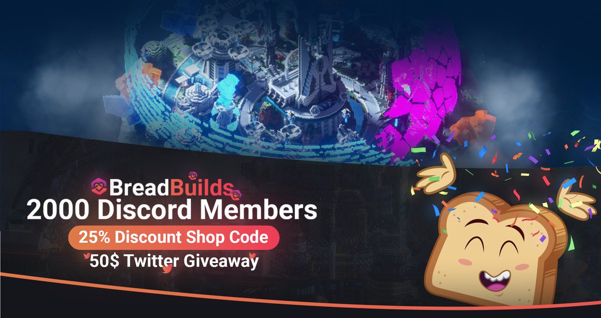 BreadBuilds_'s tweet photo. 🎉 Celebrating 2000 Discord members!

We are hosting a $50 Giveaway right here
• Retweet and follow to enter

We are running a 25% Build Store Sale
• https://t.co/lb0qjUKs7u

#Minecraft #Minecraftbuilds #Minecraft軍事部 https://t.co/inzIwjnqNz