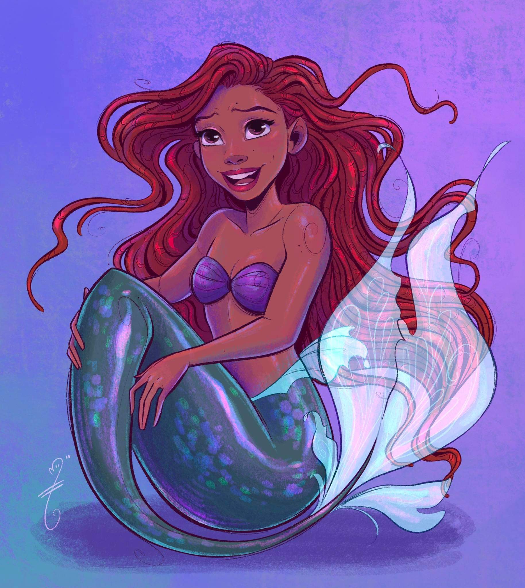 little mermaid tail drawing