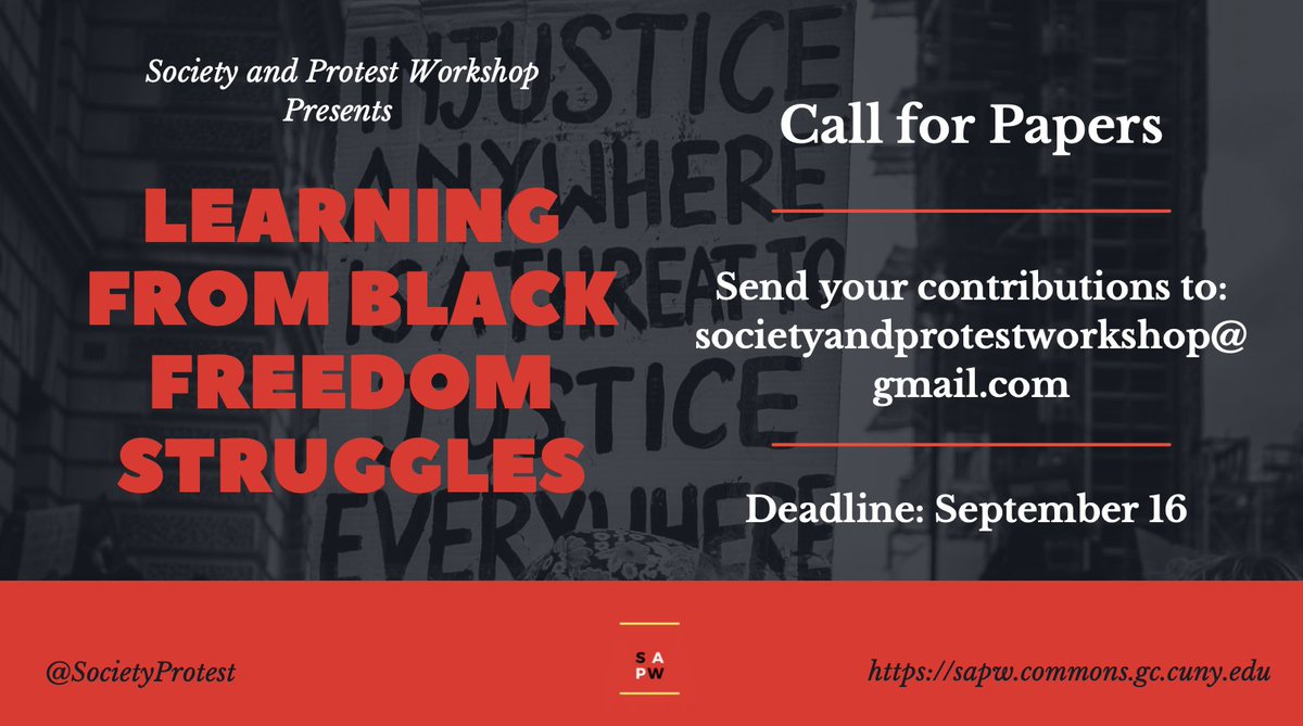 Interested in social movements? Working on scholarship related to Black Freedom Struggles? Submit to our #CallforPapers! Open to activists, scholars, creators, and more. Learn more at bit.ly/3R4chlq