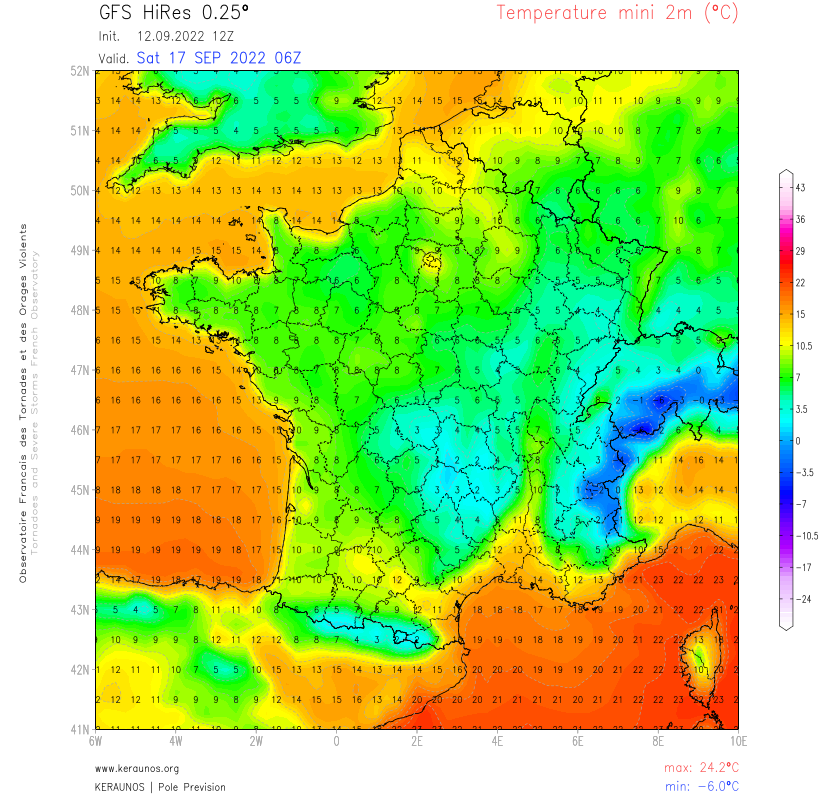 Après le pic de #chaleur exceptionnel de ce début de semaine puis les orages, le flux va virer au nord en fin de semaine, avec des minimales qui pourraient passer sous les 5/10°C en de nombreux endroits durant le week-end, et des maxi parfois sous les 15°C ! 