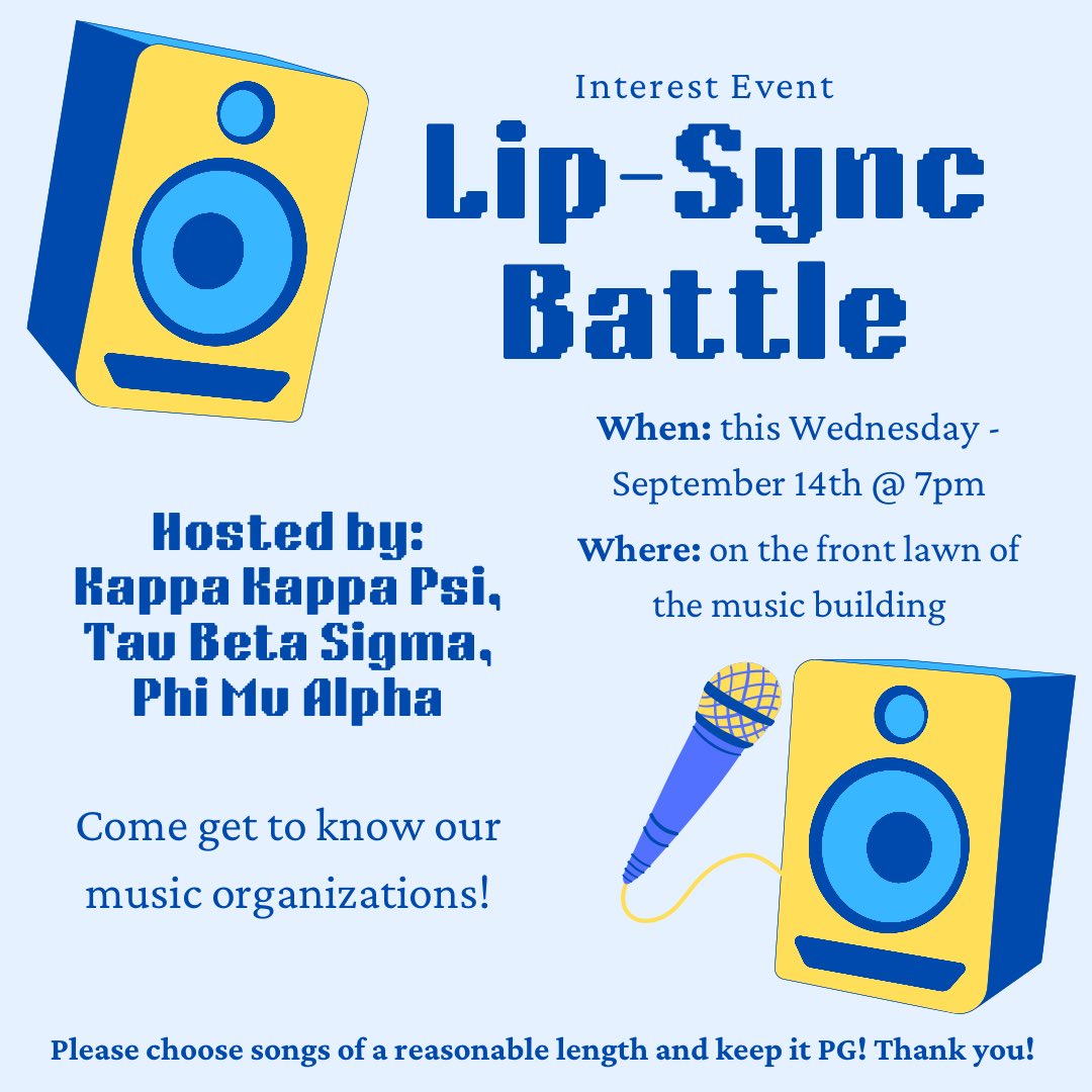 Come out on Wednesday night to meet our organizations and have a fun night of singing! We can’t wait to see you there!💙🤍
