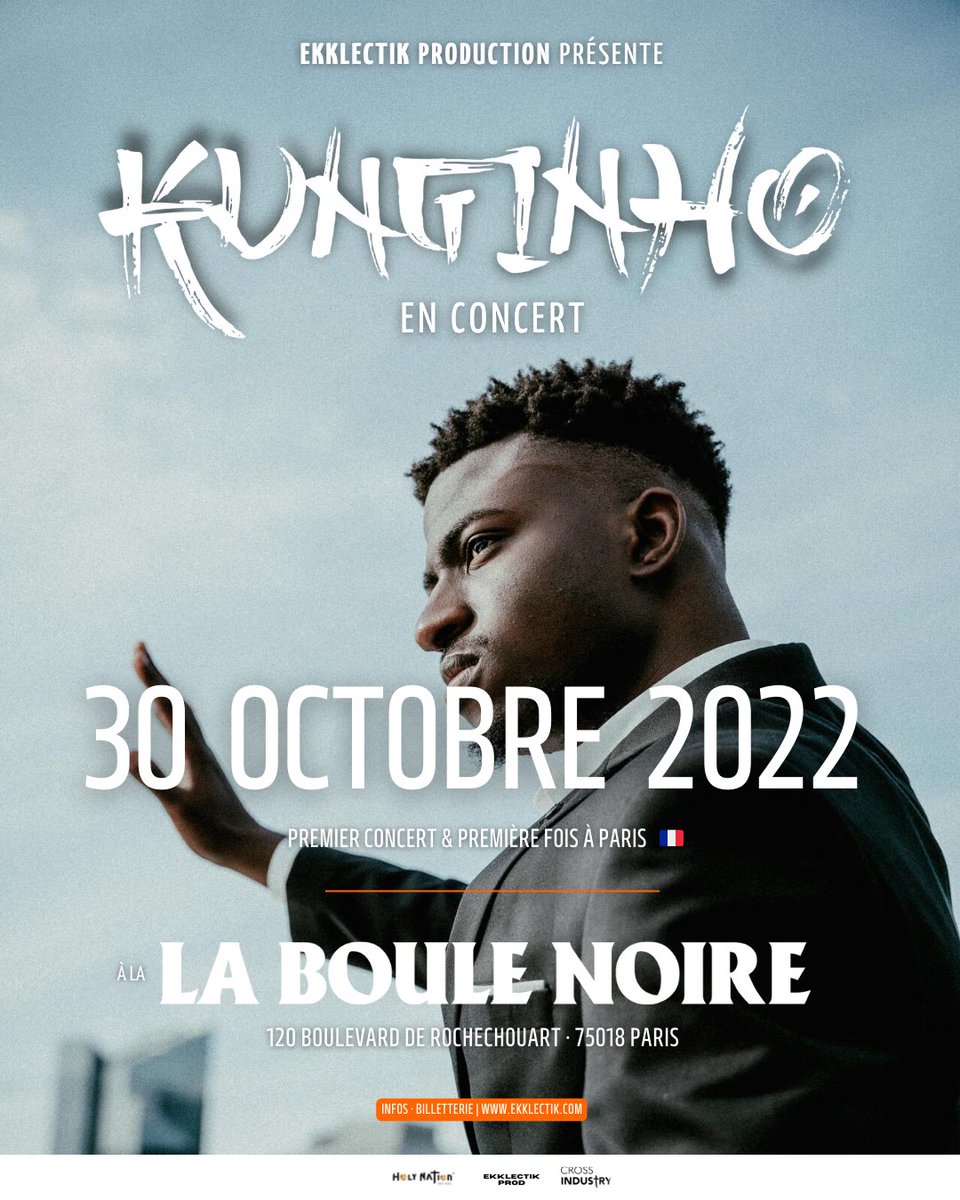 Kunginho7's tweet image. C’EST OFFICIEL !

Mon premier concert aura lieu le DIMANCHE 30 OCTOBRE 2022 à LA BOULE NOIRE (Paris) 🇫🇷

Ne manque surtout pas ce rendez-vous. La billetterie est officiellement ouverte le lien est ci-dessous 🔥🔥

ekklectik.com/event-details/…