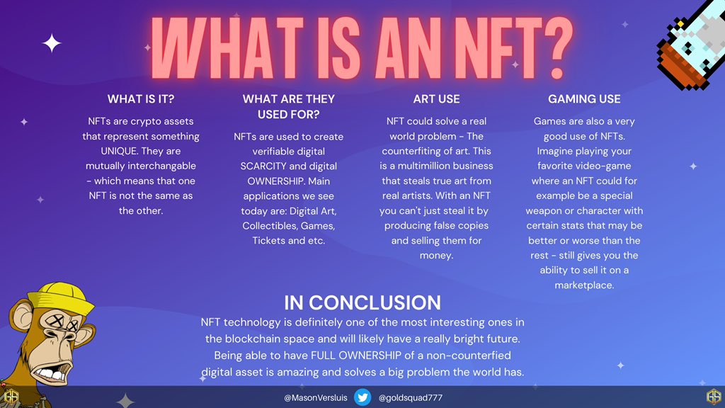 Quick beginners guide on what NFT’s are 👇🏼

If you are a beginner and cannot allocate 2 minutes to read through this, then you should consider a different industry lol.

#NFT #NFTs