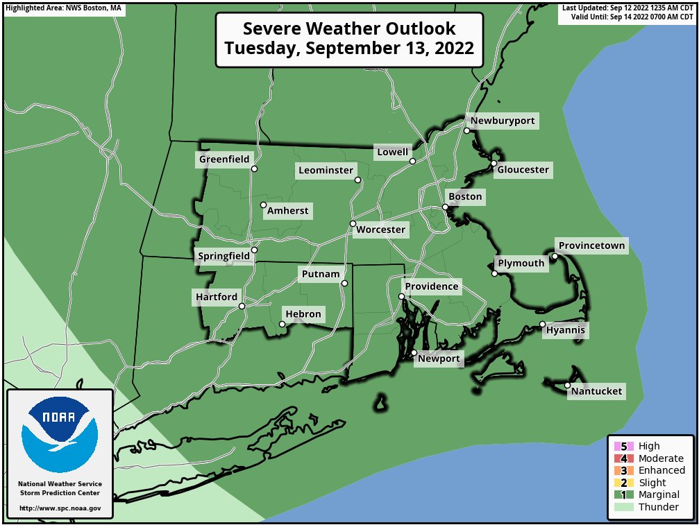 tauntonema's tweet photo. STRONG TO SEVERE THUNDERSTORMS POSSIBLE ACROSS SOUTHERN NEW ENGLAND ON TUESDAY
From 10 AM to 6 PM Tuesday
Main threats include locally heavy rainfall, damaging straight-line wind gusts, and a low risk for an isolated tornado. Localized flooding from heavy rainfall possible. https://t.co/7Eo3AmEd9l