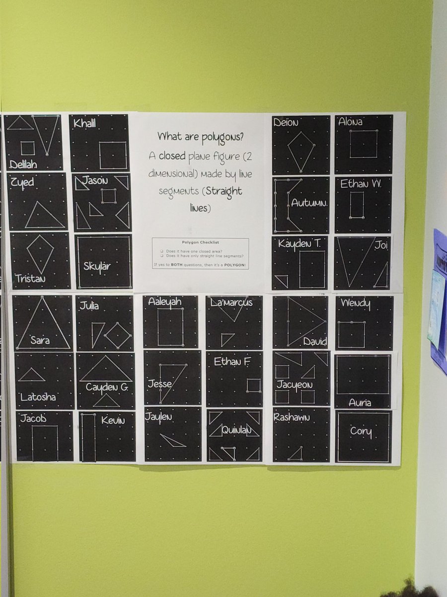 MathCoachMoya's tweet image. What is a polygon? @LandryLonghorns 2nd graders can tell you! Geometry is fun! #CFBproud @MathinThePark @Cockerhame