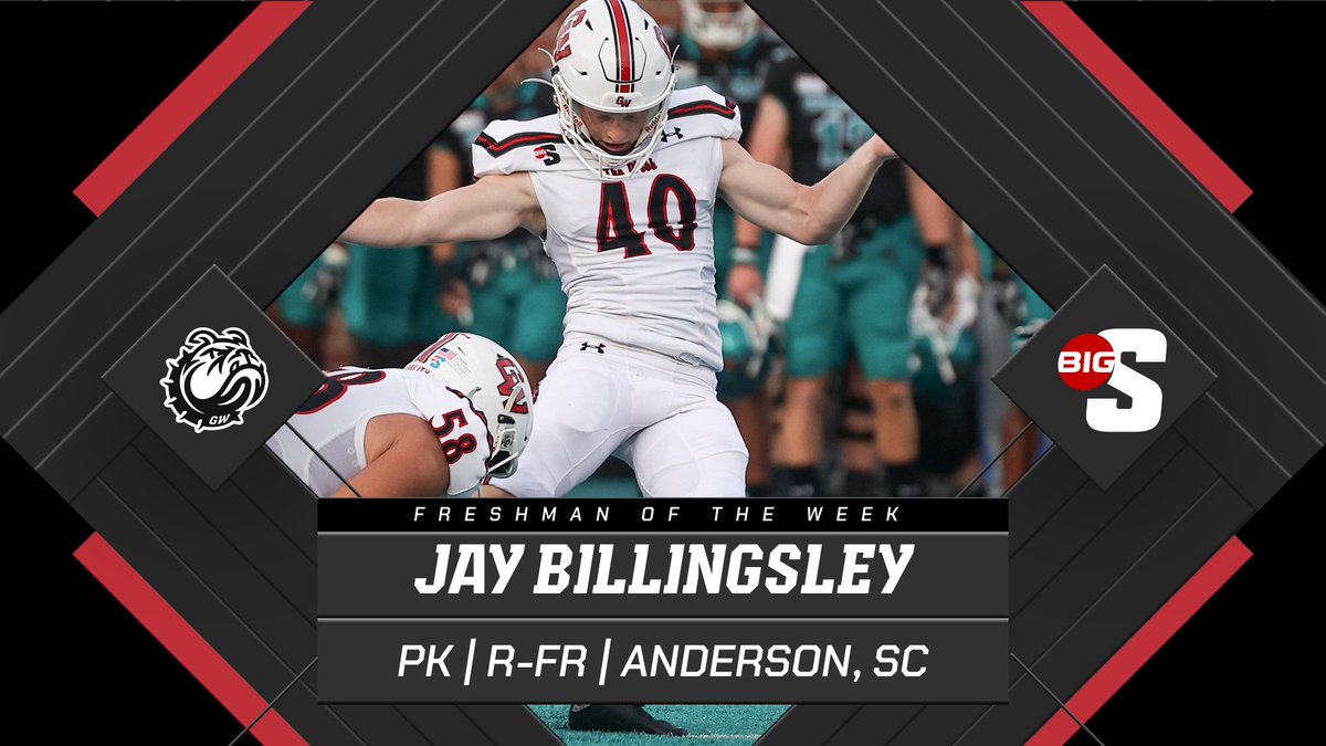 Kicker Jay Billingsley is the <a href="/BigSouthSports/">Big South Conference</a> Freshman of the Week! Congrats!  #BornToRun