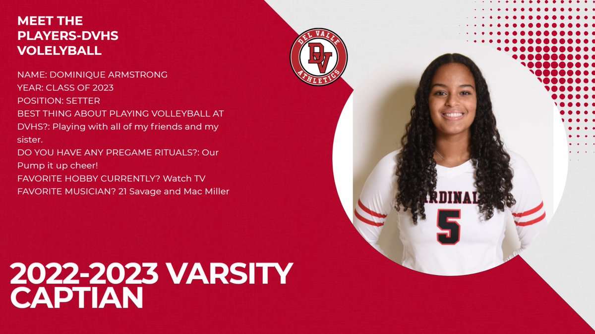 Time to meet some of the DVHS Volleyball Players...today let's meet our varsity captain!