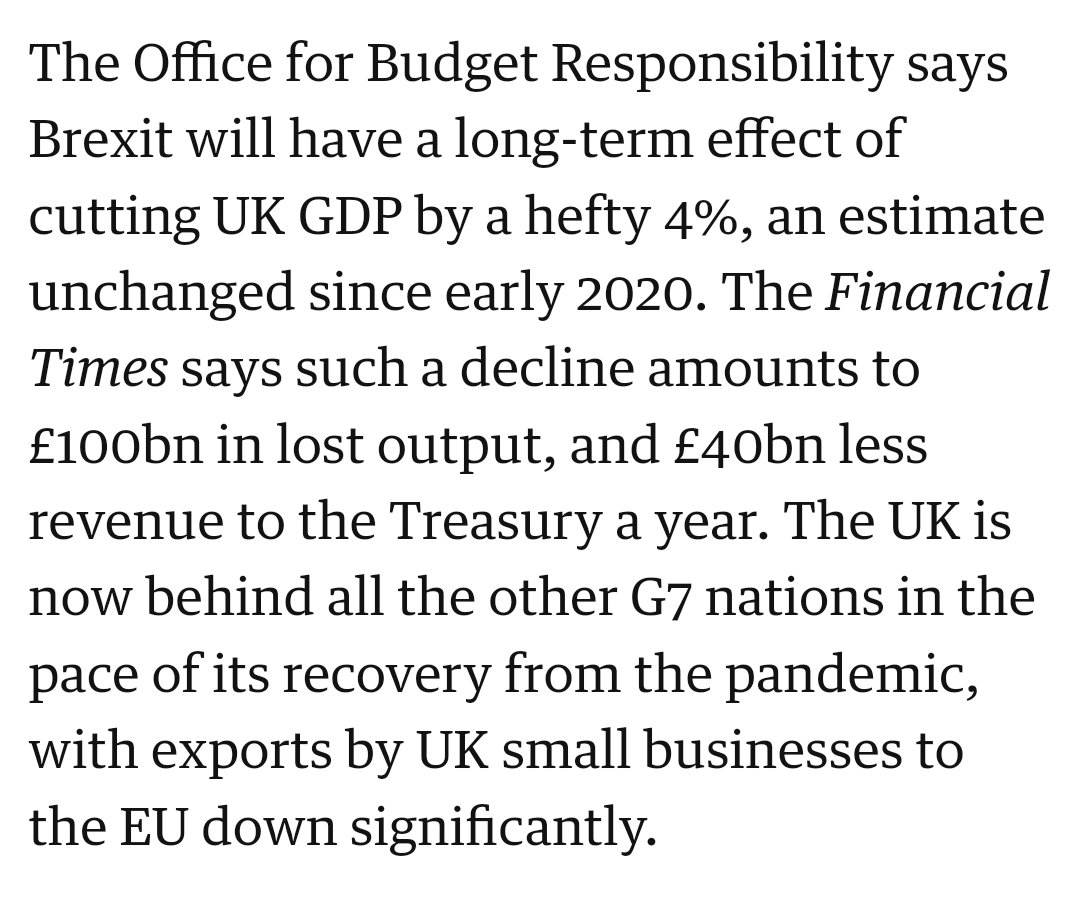 So #Brexit is costing the UK £100 billion a year in lost output according to government's own figures.

That's 11 years worth of EU membership each single year but with none of the benefits.

Jaw dropping figure.
