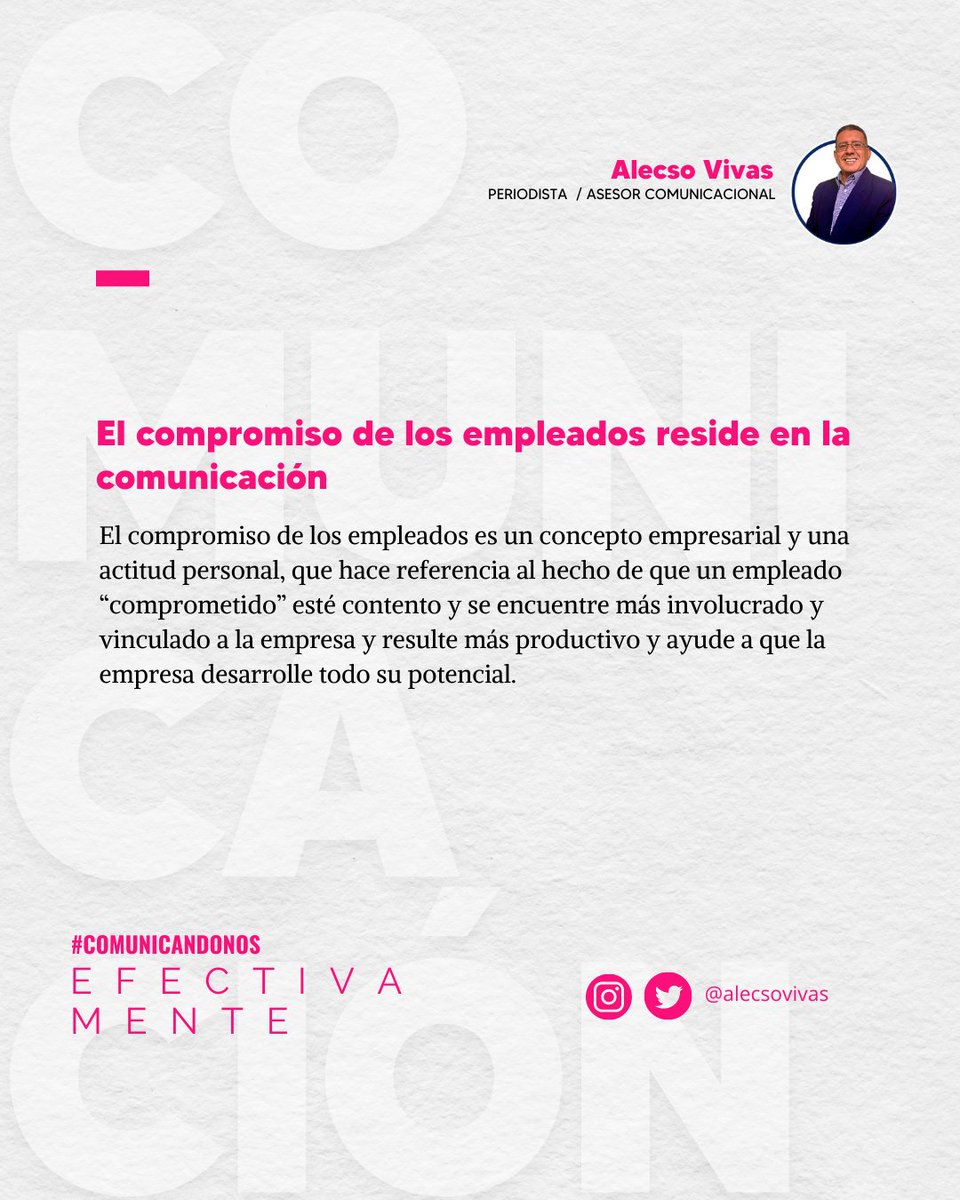 alecsovivas's tweet photo. La motivación y el compromiso de los empleados de una empresa es una tendencia en auge. Pese a que el compromiso es una consideración personal que aflora en el ánimo de cada empleado.

#Comunicación #ComunicaciónEfectiva #Compromiso https://t.co/pqpHptopiQ