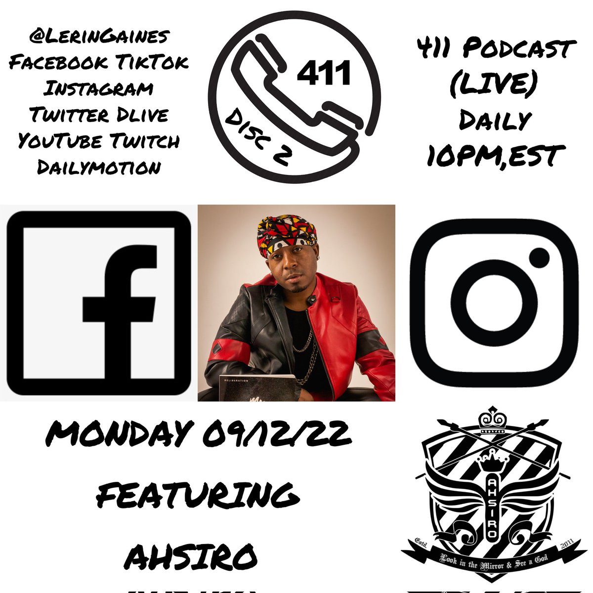 LerinGaines's tweet photo. #411Podcast with #LerinGaines X #Ashiro #Streaming #LIVE 09/12/22 @ 10PM,EST @LerinGaines #Facebook #Instagram #TikTok #YouTube #Twitter #DLIVE #Twitch #DailyMotion #DiscTwo #RemixJournal #TrackNine #ParentalAdvisory #ExplicitContent https://t.co/o8NSoAlyIb